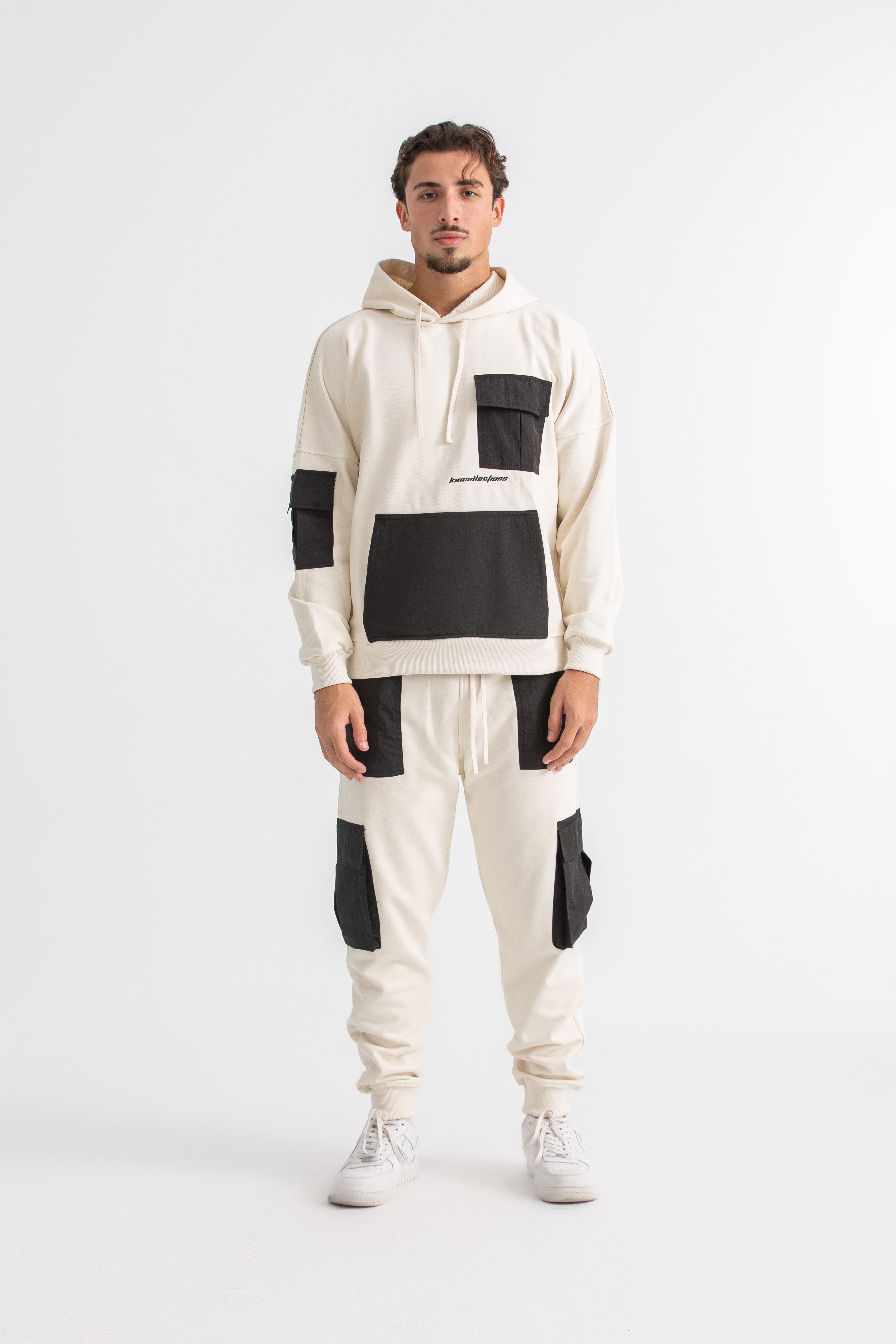 Ivory & Black Cargo Hoodie