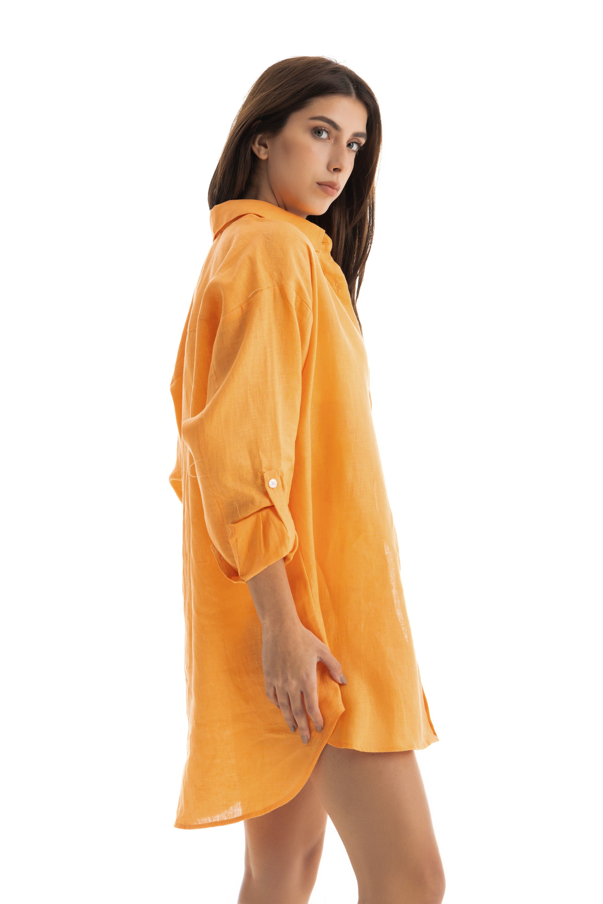 Women's Orange Linen Cover Up