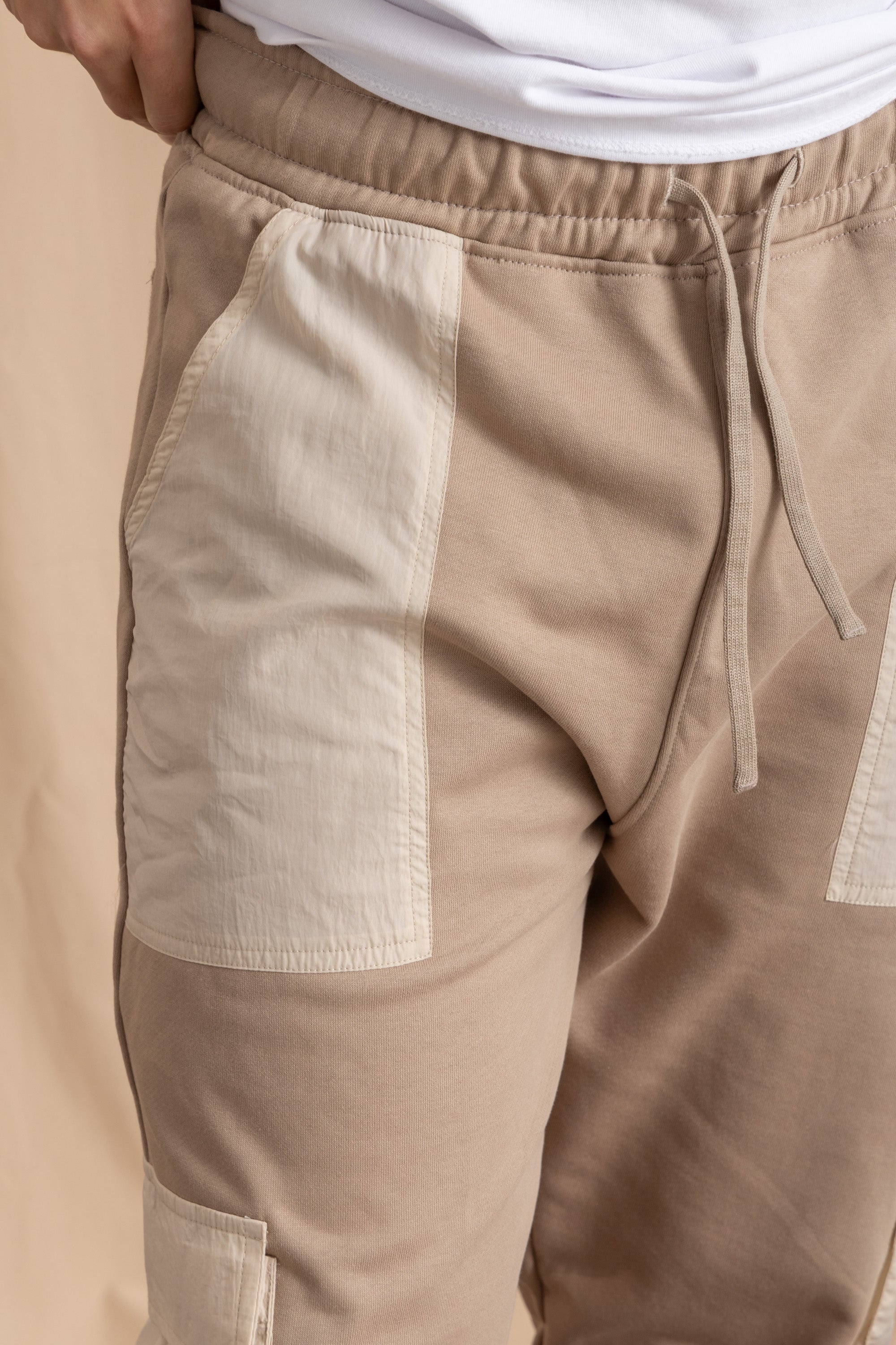 Unisex Beige Cargo Sweatpants