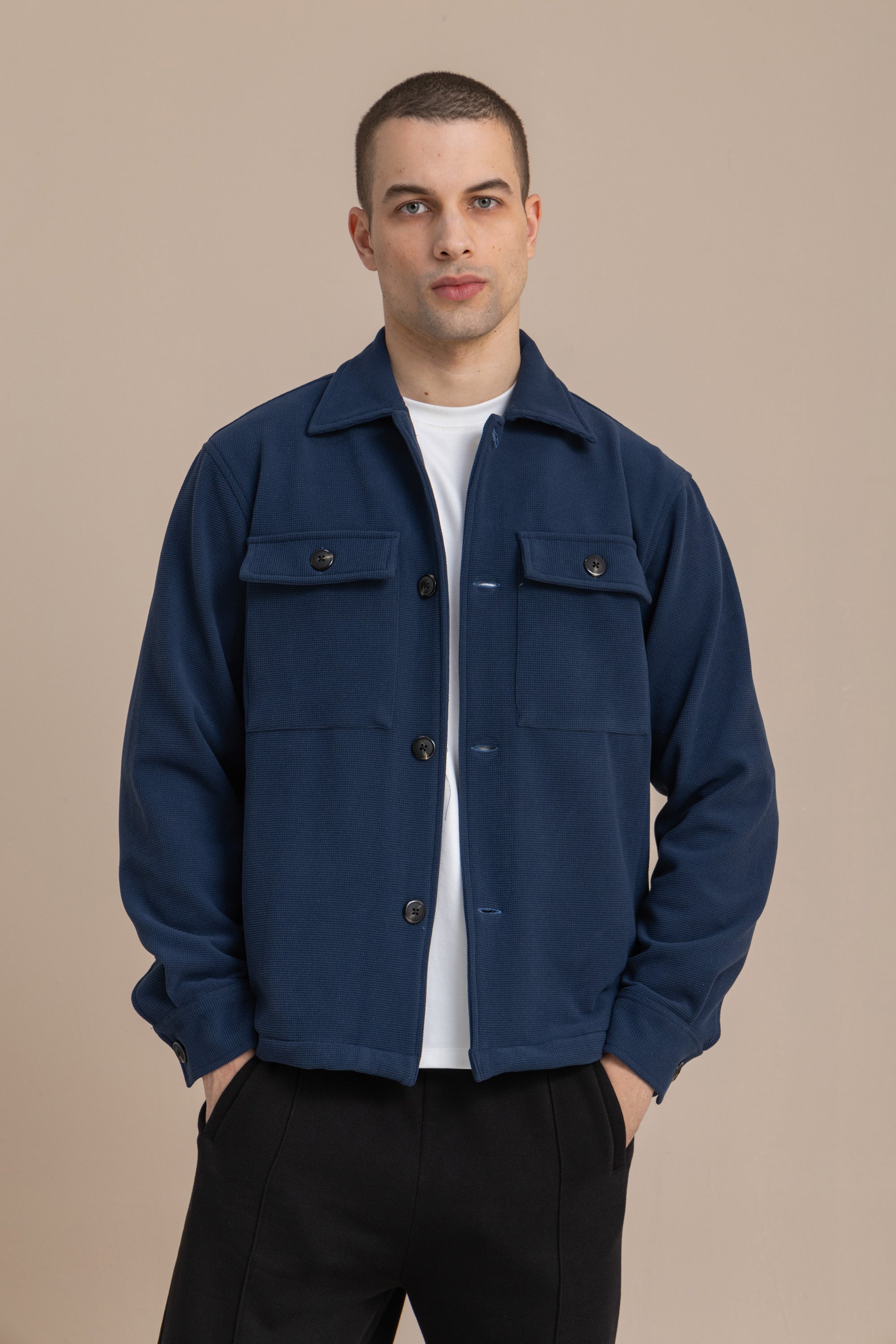 Navy Textured Over Shirt