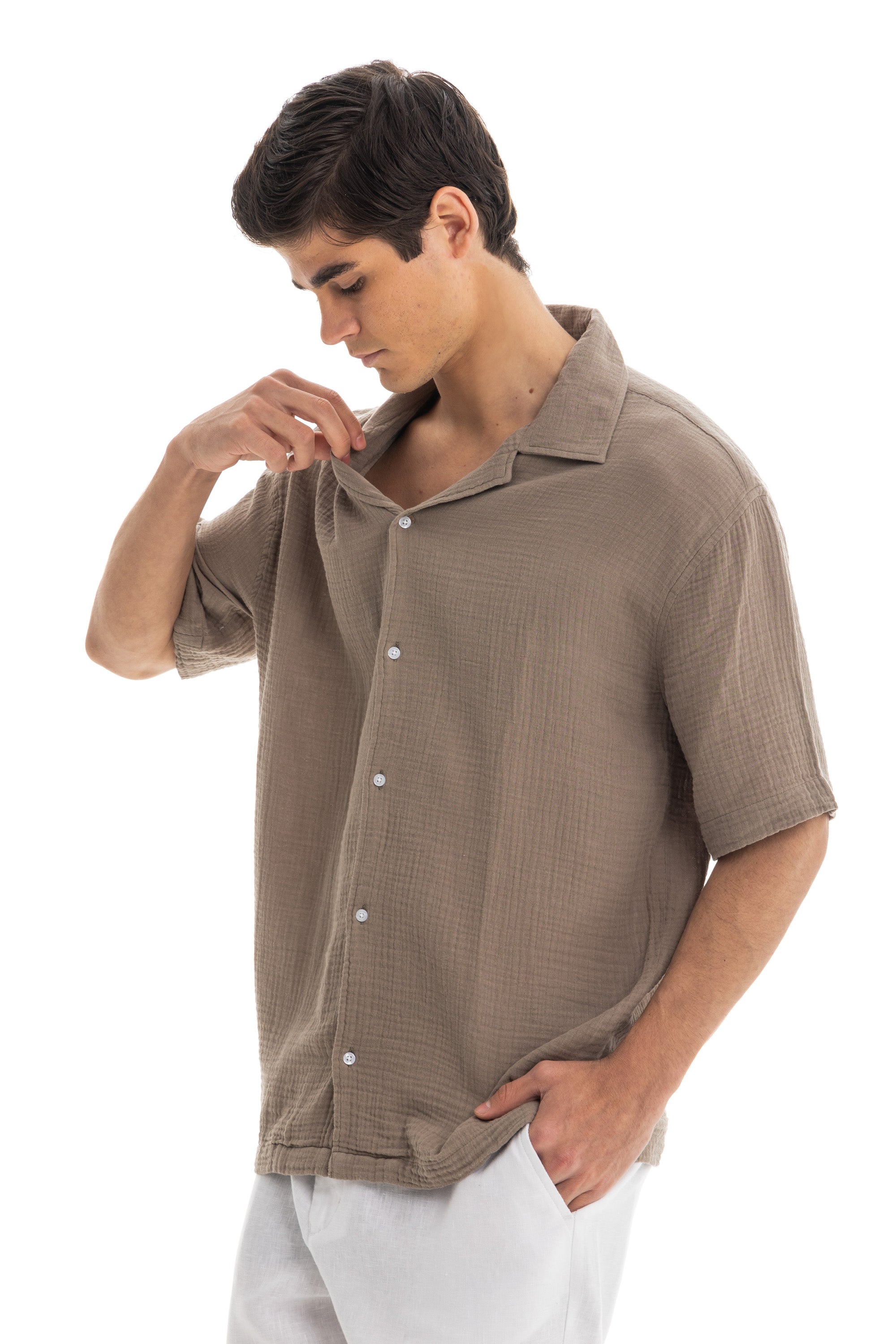 Olive Crinkle Texture Shirt