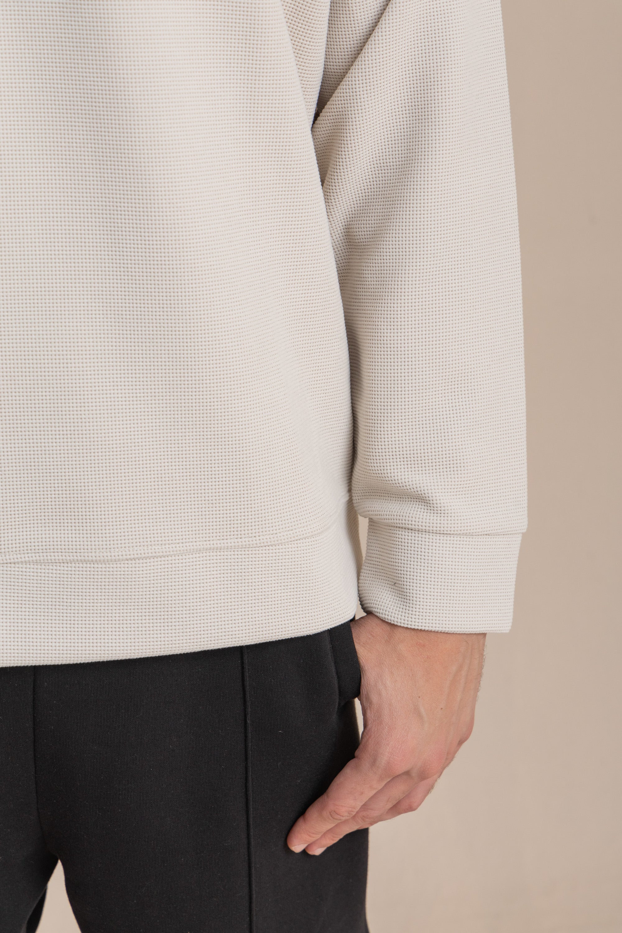 Off-White Textured Quarter Zipper