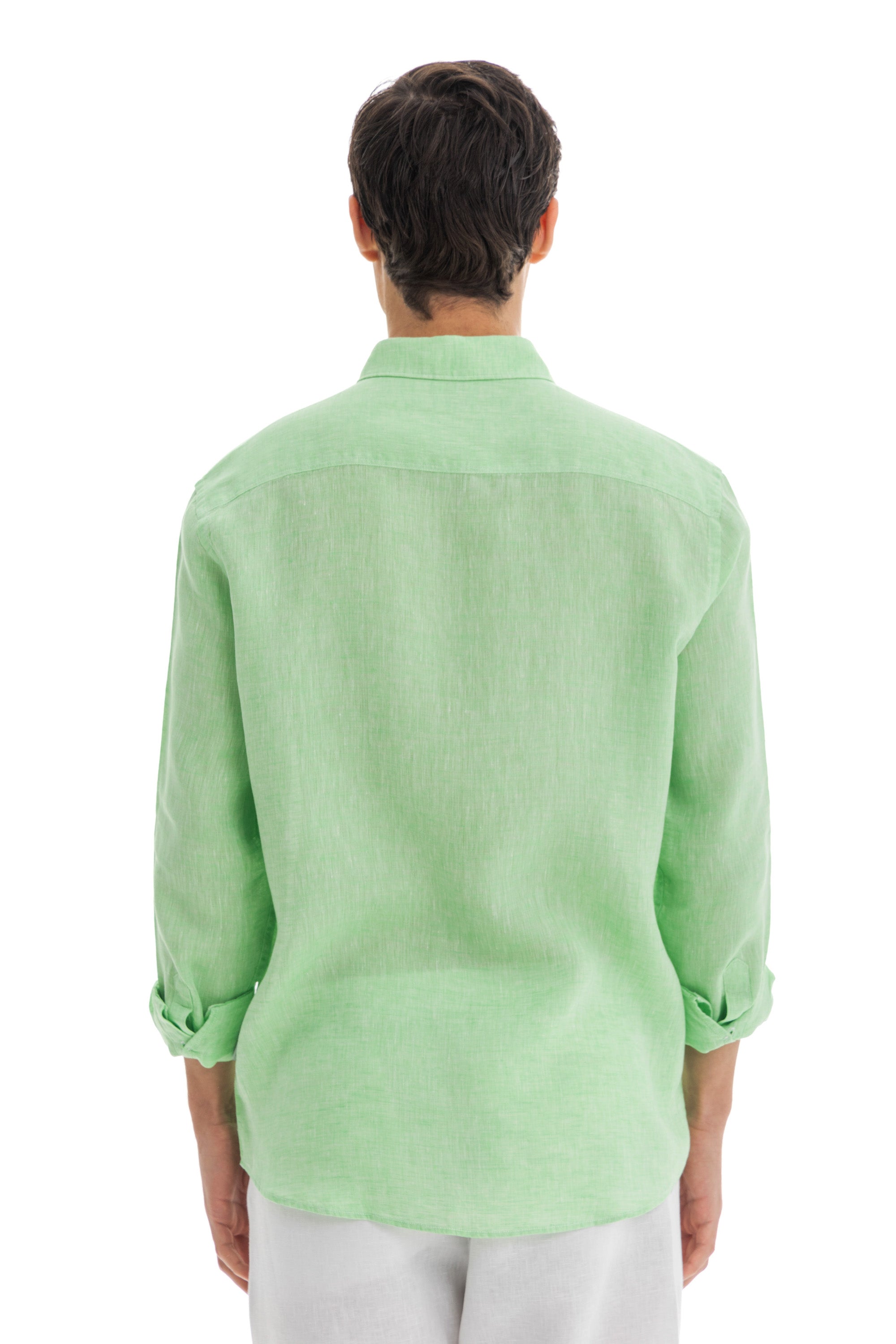 Men's Apple Green Linen Shirt
