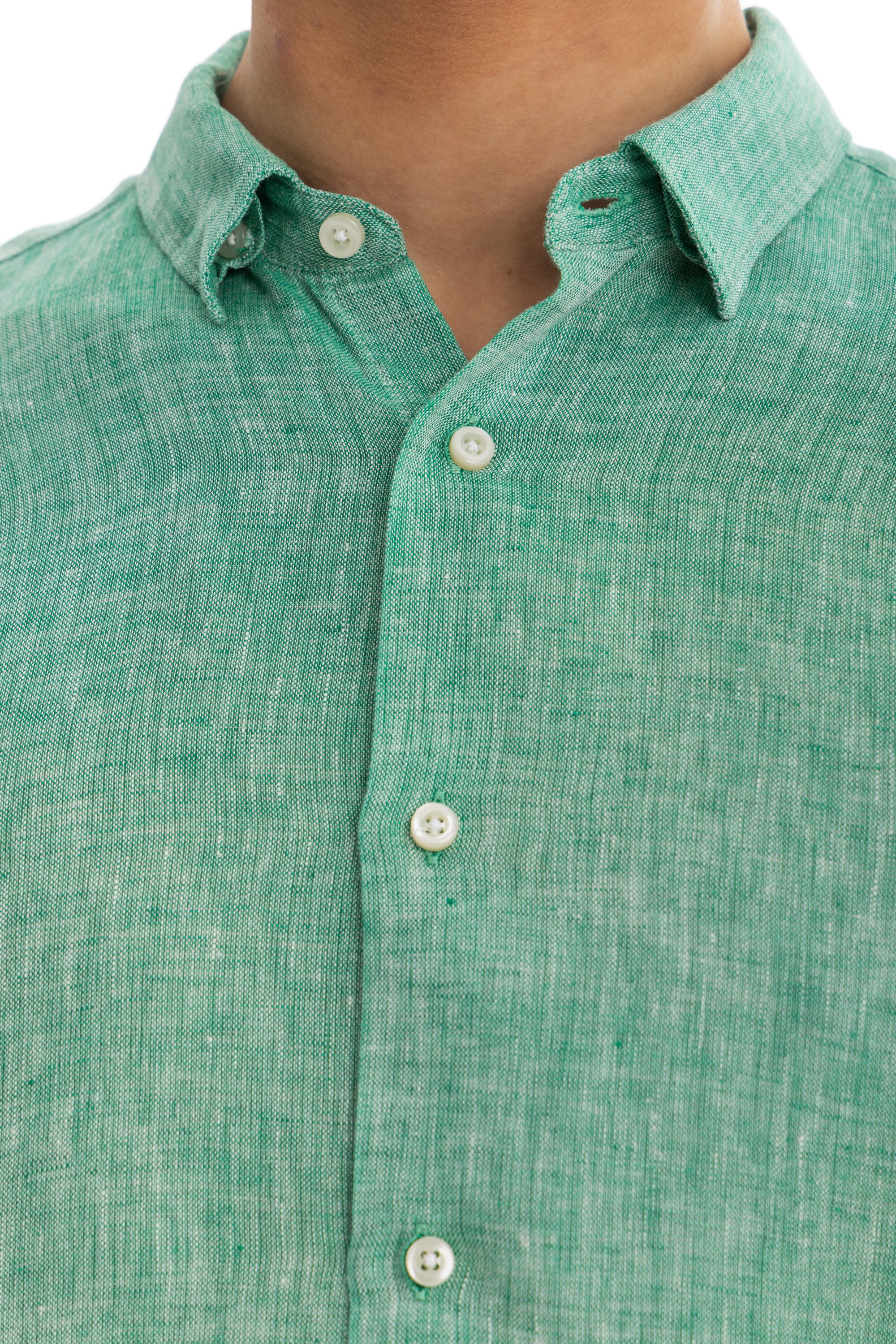 Men's Green Melange Linen Shirt