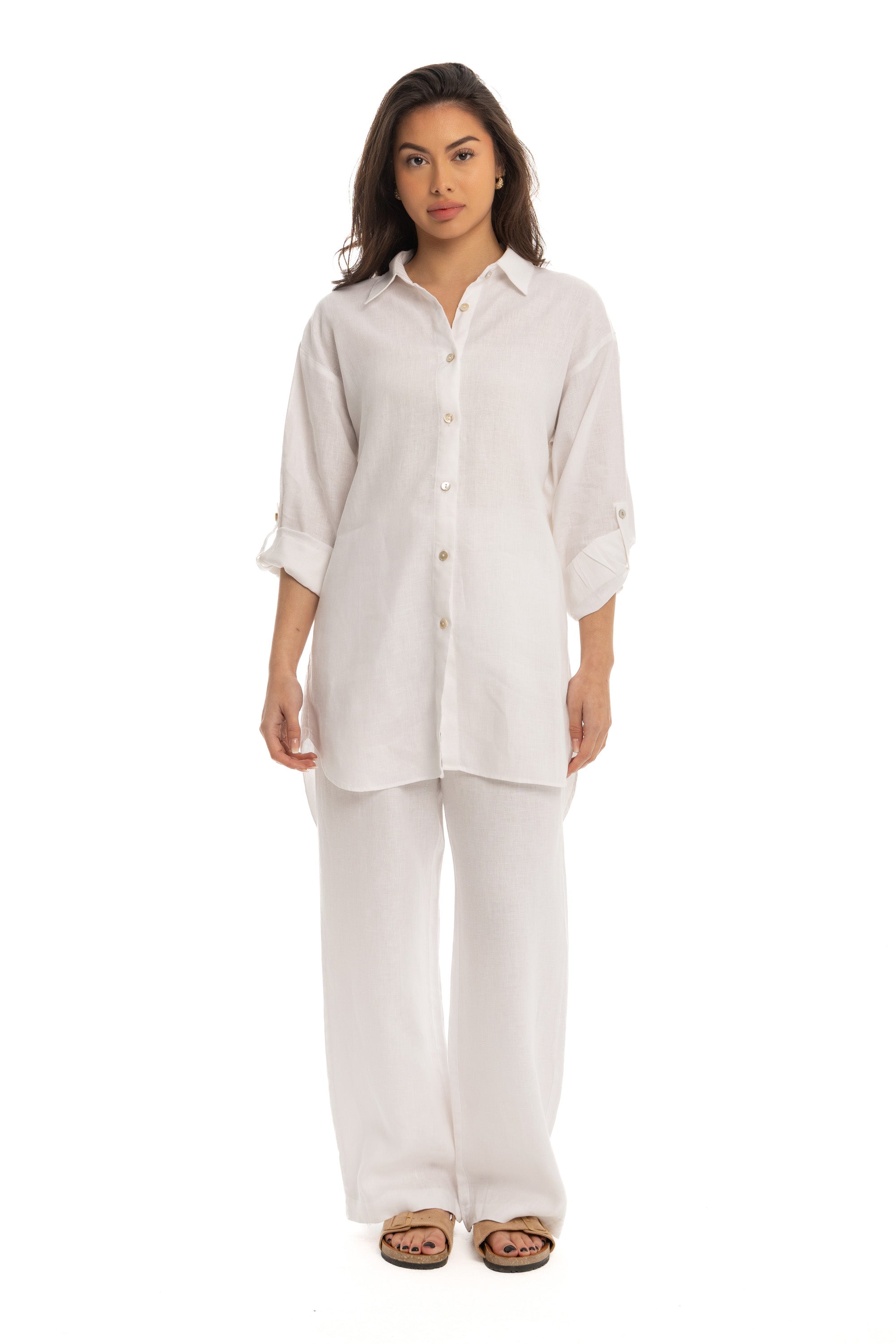 Women's White Linen Cover Up